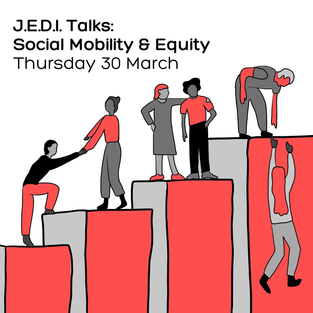 Join us at the next J.E.D.I. talk on Thursday 30 March.

Join our panel of speakers for an inspirational and insightful conversation on their lived experiences of social mobility, inequity and the realities of navigating social demographic differences.
bit.ly/social-mobilit…