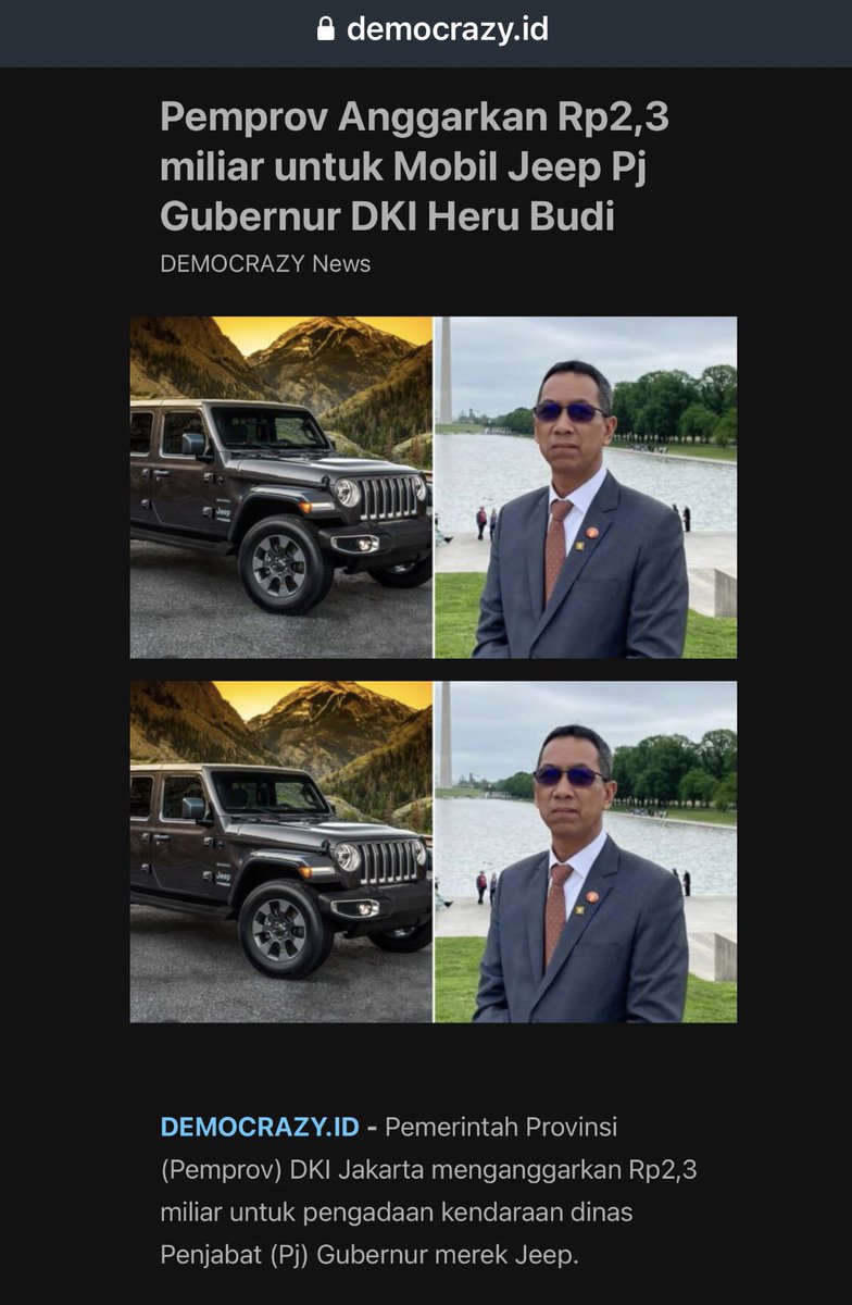 ZAEffendy's tweet image. Lebih mahal dari Rubicon …?! #Nalar
Aman! Tidak ada protes anggota DPRD DKI, apalagi buzzeRp, seperti era Gub Anies 🤓