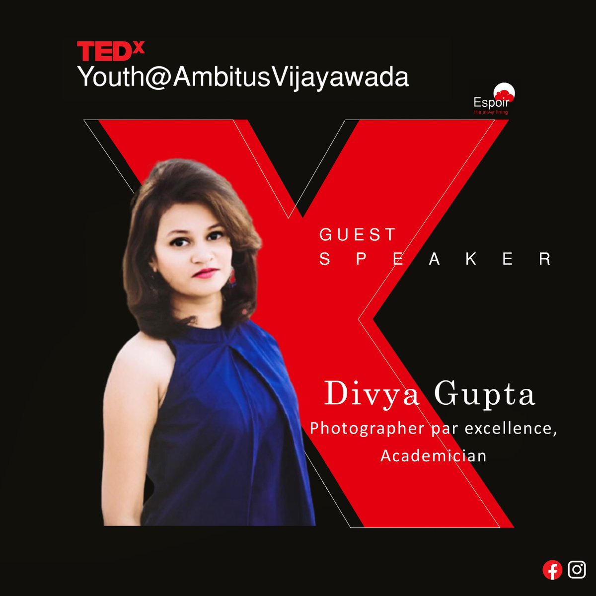 AWSTEDX's tweet photo. Divya Guptha, a two-time National Award-Winning Photographer, is an author of the book – "Photography Demystified". 
#studentperformers #dance #drama #tedxyouthambitusvijayawada #Hyderabad #vijayawada 
#events #seminars #tedxtalks #tedxevents #speaker https://t.co/j3LV7HEtiw