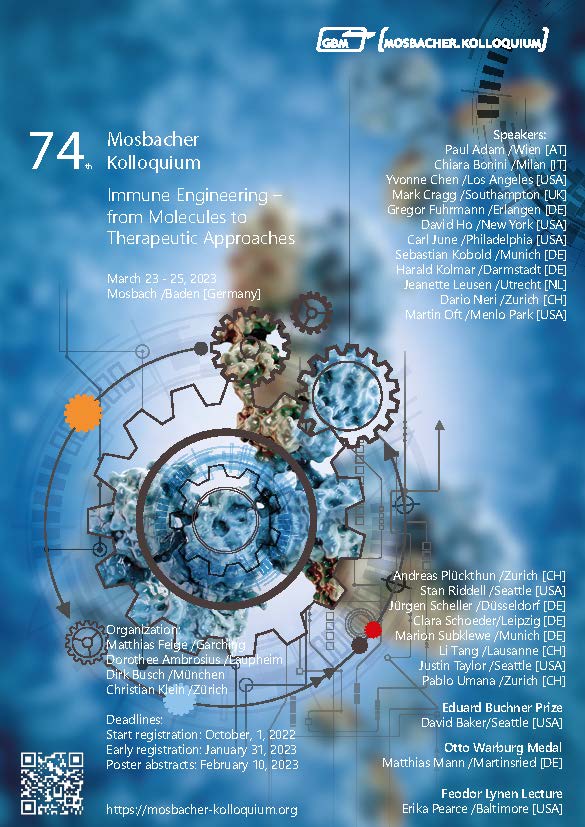 GBM_eV's tweet image. 📢Registration deadline for our #MosbacherKolloquium is March 8! 👉Register today at mosbacher-kolloquium.org and be part of a great conference on #ImmuneEngineering. CU in Mosbach 🤩