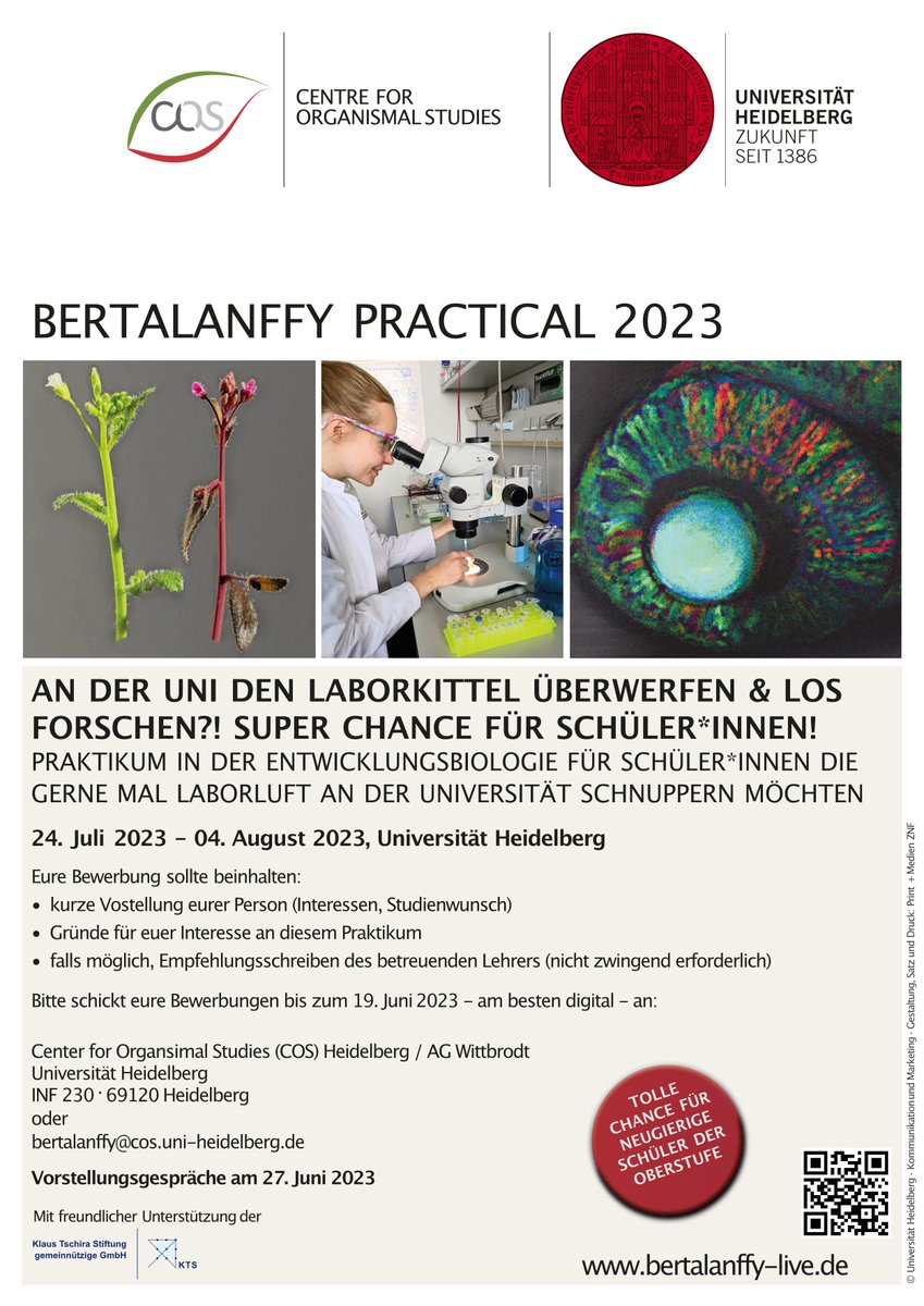 Wer wollte nicht gern als Schüler mal einen Laborkittel überwerfen und erleben wie es  ist an der Uni zu forschen ? Genau das ermöglicht unsere Bertalanffy Practical auf das sich Schüler der Oberstufe gerne bewerben können. Wir freuen uns gemeinsam mit euch zu forschen!
