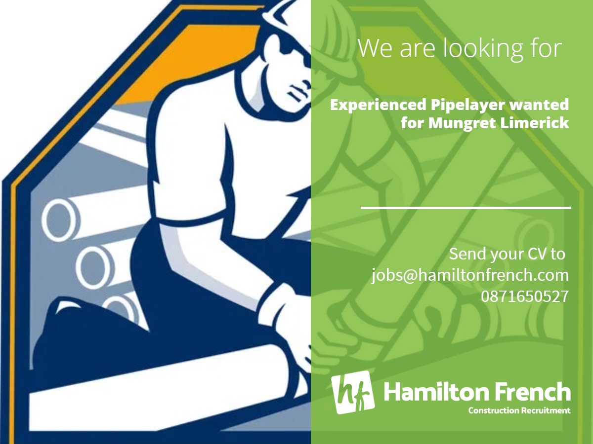 HamiltonFrench_'s tweet image. We are looking for a pipelayer for Mungret Limerick.
#pipelayer #civilengineering #construction #westlimerick #limerickGAA