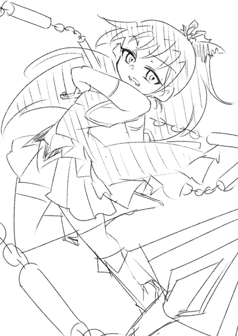 チャラチャラ踊ってんじゃねーよ、とでも言いたげなあんこちゃんのラフ描き 