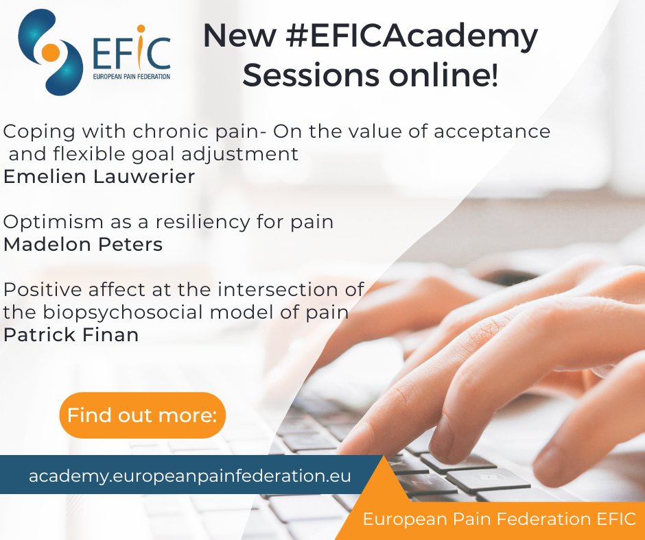 For #EFICAcademy members only, you can find new sessions on resilience factors and their role in buffering pain led by <a href="/ELauwerier/">emelien lauwerier</a> <a href="/madelon_peters/">Madelon Peters</a> <a href="/p_fi/">Patrick Finan</a> available now. More here: fal.cn/3wfWR

Not a member already? Sign up now: fal.cn/3wfWQ
