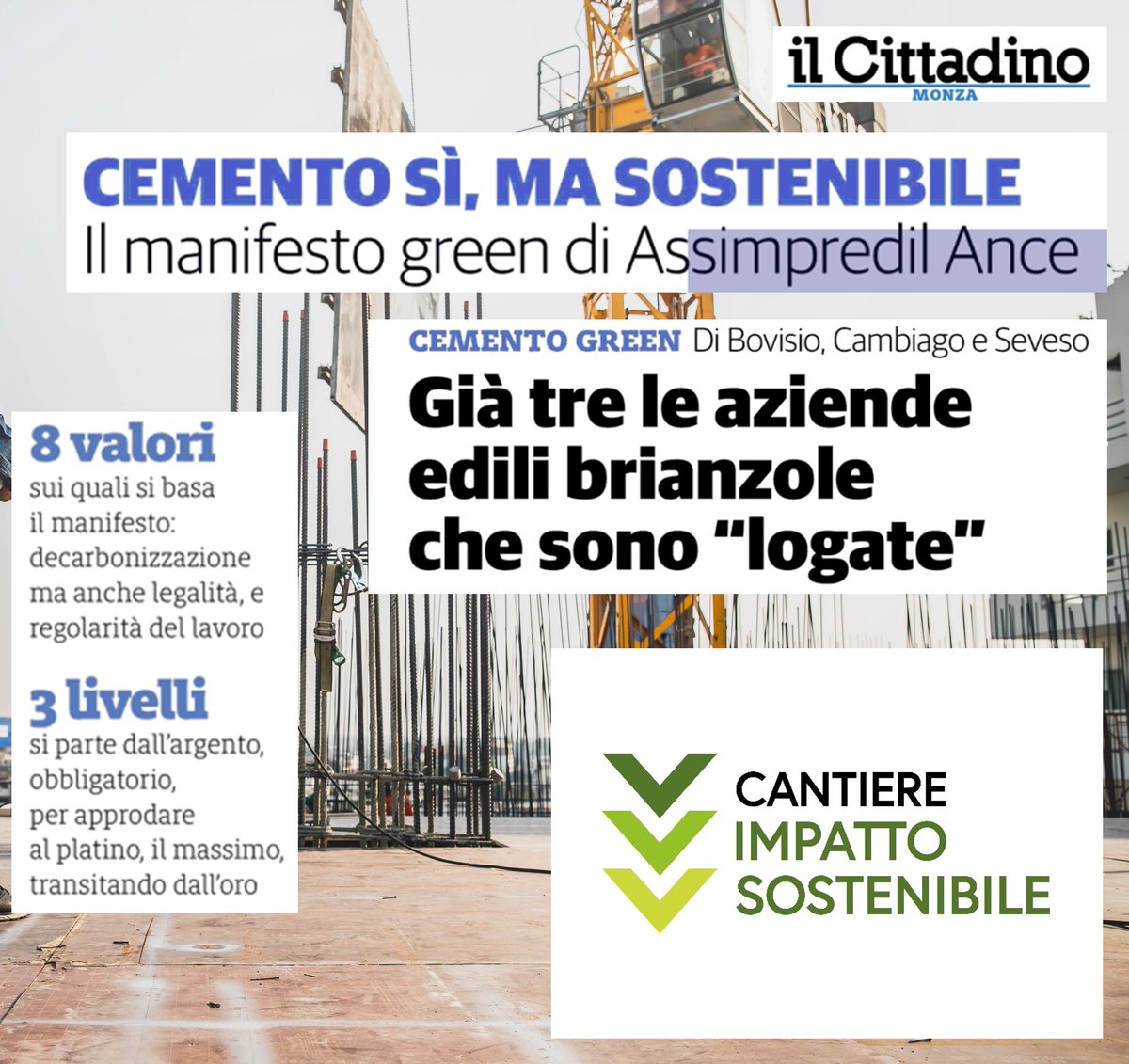 Su <a href="/ilcittadinomb/">Il Cittadino MB</a>  si parla di #CantiereImpattoSostenibile:
- 8 valori, dalla decarbonizzazione alla legalità e regolarità sul lavoro
- 3 livelli incrementali di impegno

La voce degli imprese e la condivisione di <a href="/ProvinciaMB/">Provincia di Monza e della Brianza</a> ➡️bit.ly/3Y8xcGN

cantiereimpattosostenibile.it