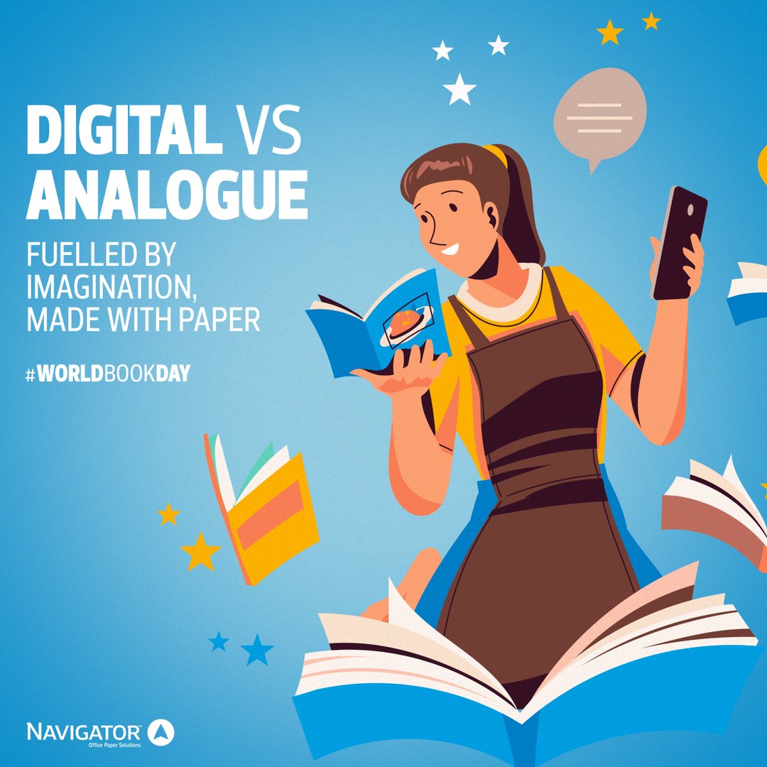 navigatorpaper's tweet image. Books work everywhere: they don’t need Wi-Fi, don’t have notifications, and never run out of battery. Their secret power? 
Paper.

#NavigatorPaper #officepaper #premiumpaper #papersolutions #paper #illustration #enterprise #paperart #draw #creative #sketchbook #worldbookday