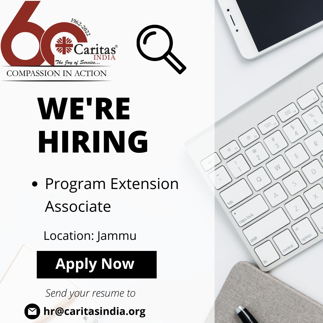 𝗪𝗘 𝗔𝗥𝗘 𝗛𝗜𝗥𝗜𝗡𝗚
Caritas India is looking for Program Extension Associate for Jammu location.
Appointment: 5 months (7th March 2023 – 6th August 2023)
Send your Resume to: hr@caritasindia.org
For More Info visit: caritasindia.org/jobs
#Vacancy #Jobs #Hiring