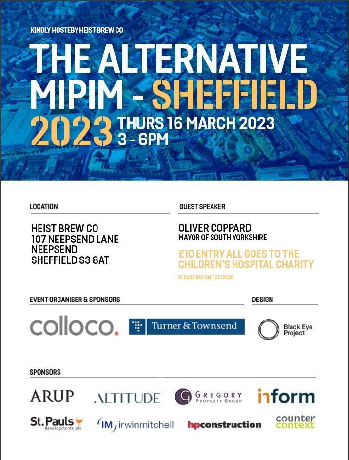 Join us at the Alternative MIPIM-Sheffield #property #sheffieldissuper #RealEstate <a href="/SheffChildrens/">Sheffield Children's</a>
