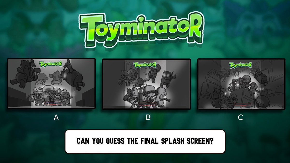 We conceptualized these splash screens for the Toyminator game. Can you guess which one we've come up with as the final?

Join our gaming community!
discord.gg/lakaninteracti…

#indiegamedev #gamedev #artconcept