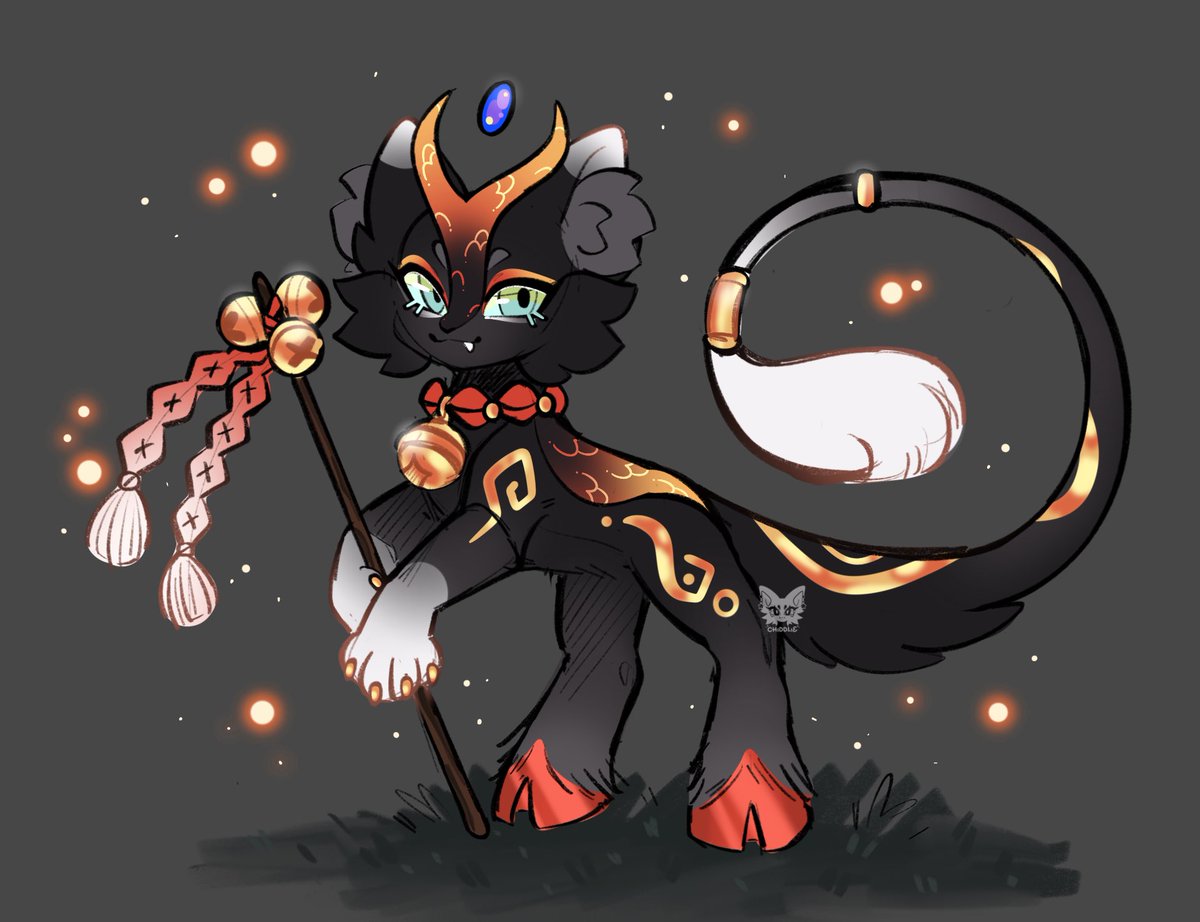 chiddlie's tweet photo. Clean up coloured sketch i did for #designacastlecat9 on discord last night!, this is Fae, the sun eater. https://t.co/fcw6xNDB1F