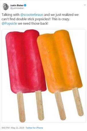 flatlinebizzlee's tweet photo. hubo un tiempo en que las fans de selena llamaron obsesionado a justin porque pidió helados (los mismos con los que promocionaron ice cream de blackpink) cuando justin ama esos helados hace años incluso desde 2019 venía publicándolos https://t.co/C3m10jj7Vm