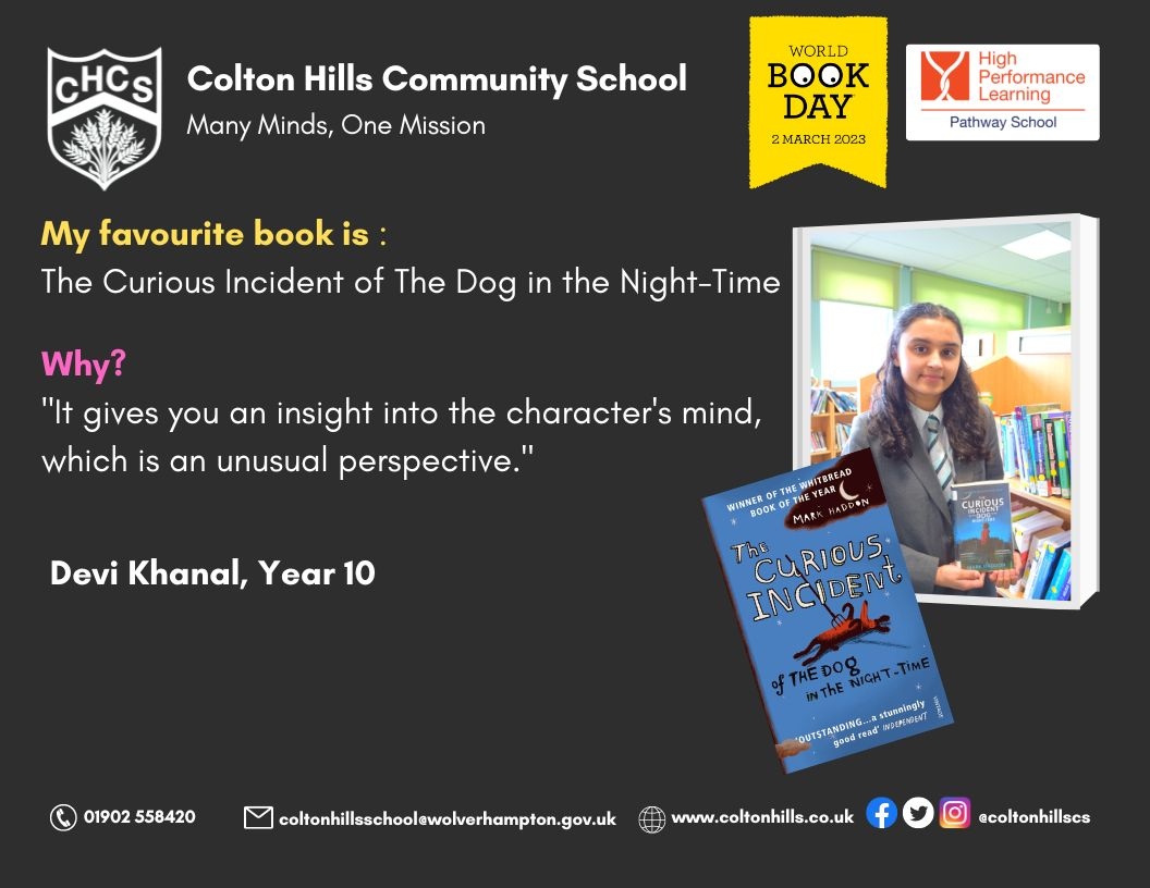 To celebrate #WorldBookDay2023, we are featuring a selection of our students' favourite books &amp; why they have picked these books.  We will be sharing these throughout the day.  Available to borrow from our school library. 

#WorldBookDay #Readingisfun #ColtonHills