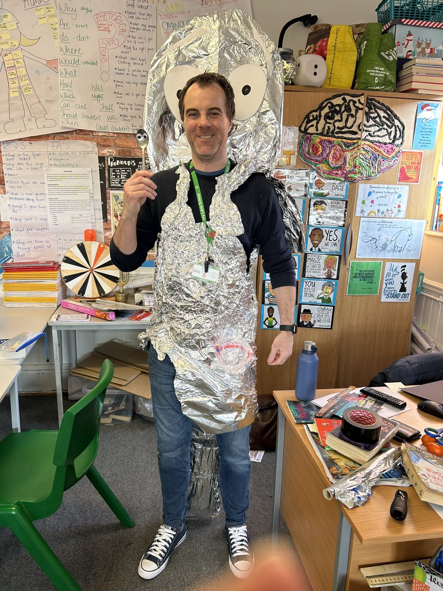 MrJohnsPE's tweet image. My class choose who I go as each year. I the past I’ve been Severus Snape, Mr Pendanski, Mr Mollusc and this year my class unanimously went for the idea of the idea of The Enchanted Spoon from Wizards of Once… what do you think @CressidaCowell