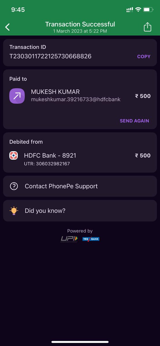 AniteshGhosh's tweet photo. @Betway_India  Hi
My Self AstecG, my Mail Id-aniteshghosh@gmail.com, PH-9805090551
INR 500 was deducted from my UPI Id 14 hours ago but not credited to my betway account nor refunded to my UPI Id.
Attaching the transaction slip for your reference. https://t.co/Kukg4xvs9g