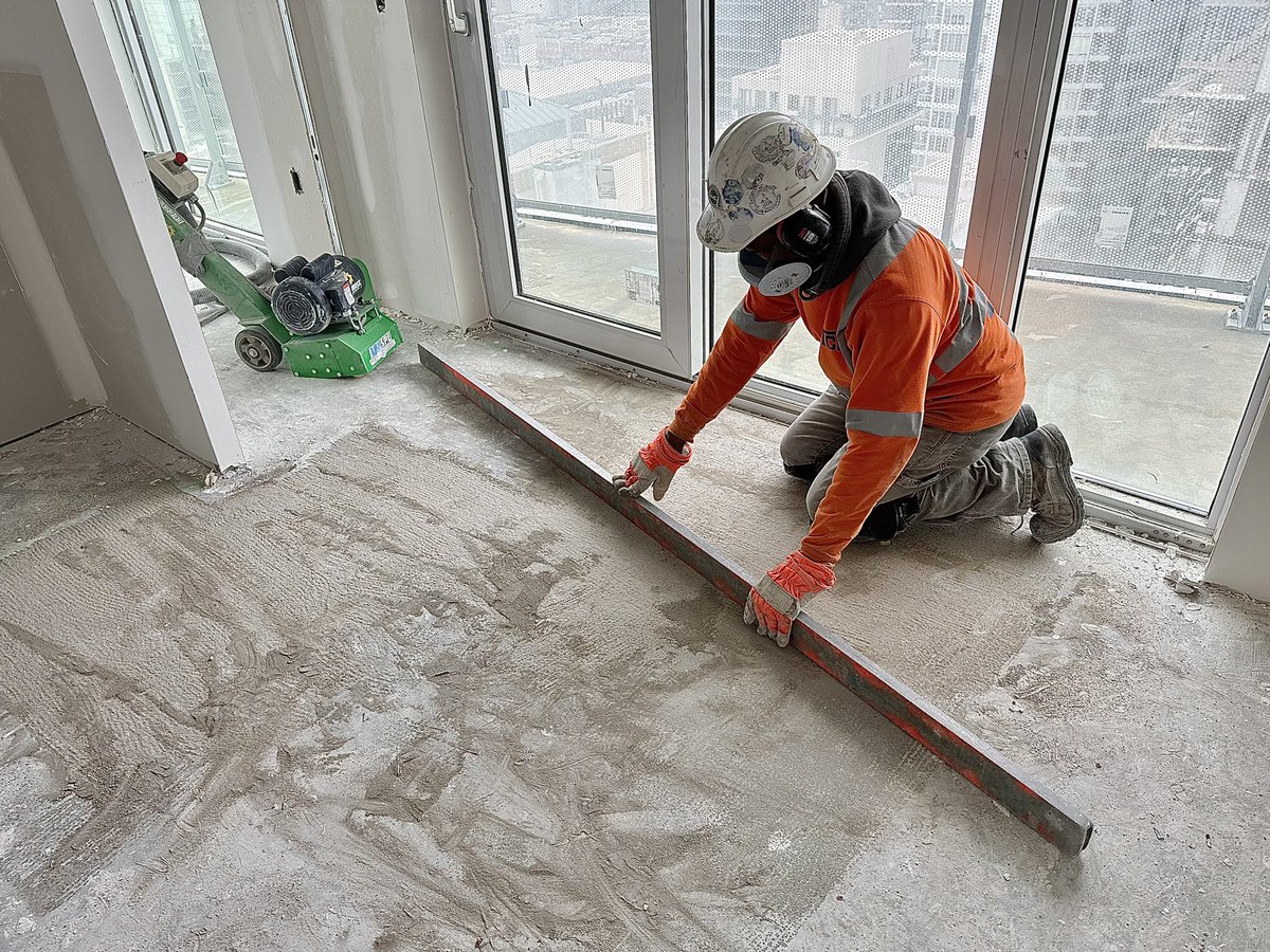 TCFloorsTO's tweet image. TCFLOORS crew prepping floors for concrete leveler at Social Condos in Toronto. #grinding #scarifying #concreteleveler #socialcondos