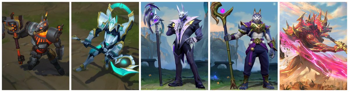 Nasus' Last skins: - LoL: Robot - Wild Rift: Furry - LoR: Eldritch Abomination