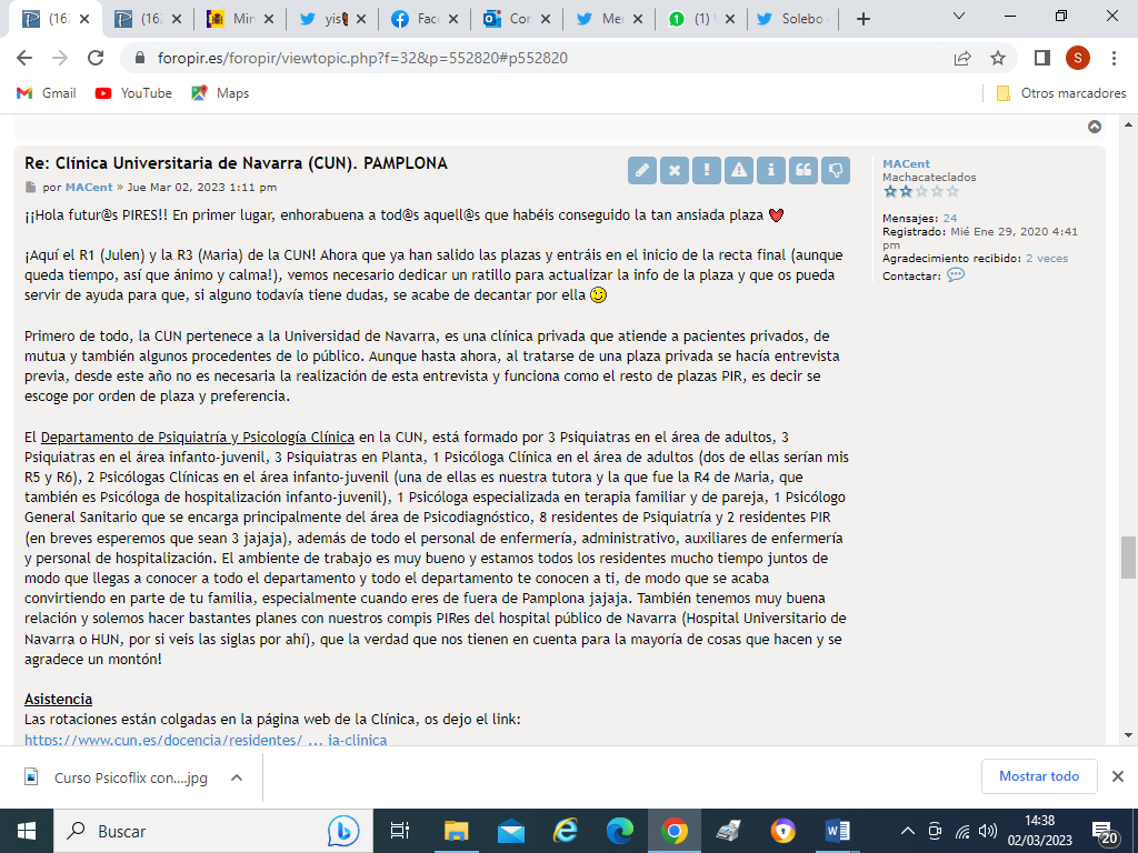 soleboBJ's tweet photo. Mil gracias a @MariaAstasio y  @julenarellano  por actualizar la plaza de la CLÍNICA UNIVERSITARIA DE NAVARRA (CUN) de PAMPLONA en @ForoPIR
👇👇
https://t.co/W00TG0Iy7a

#SoleboPIRPlazas https://t.co/touNo40c6W