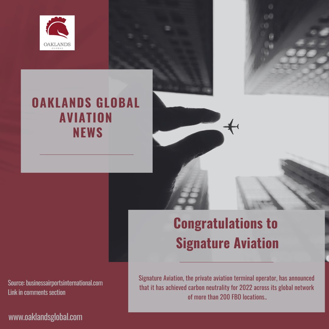 OaklandsGlobalG's tweet image. ⭐ Congratulations to Signature Aviation! ⭐

#signatureaviation #privateaviation #terminaloperator #carbonneutrality #globalnetwork #fbo #aviation

businessairportinternational.com/news/signature…