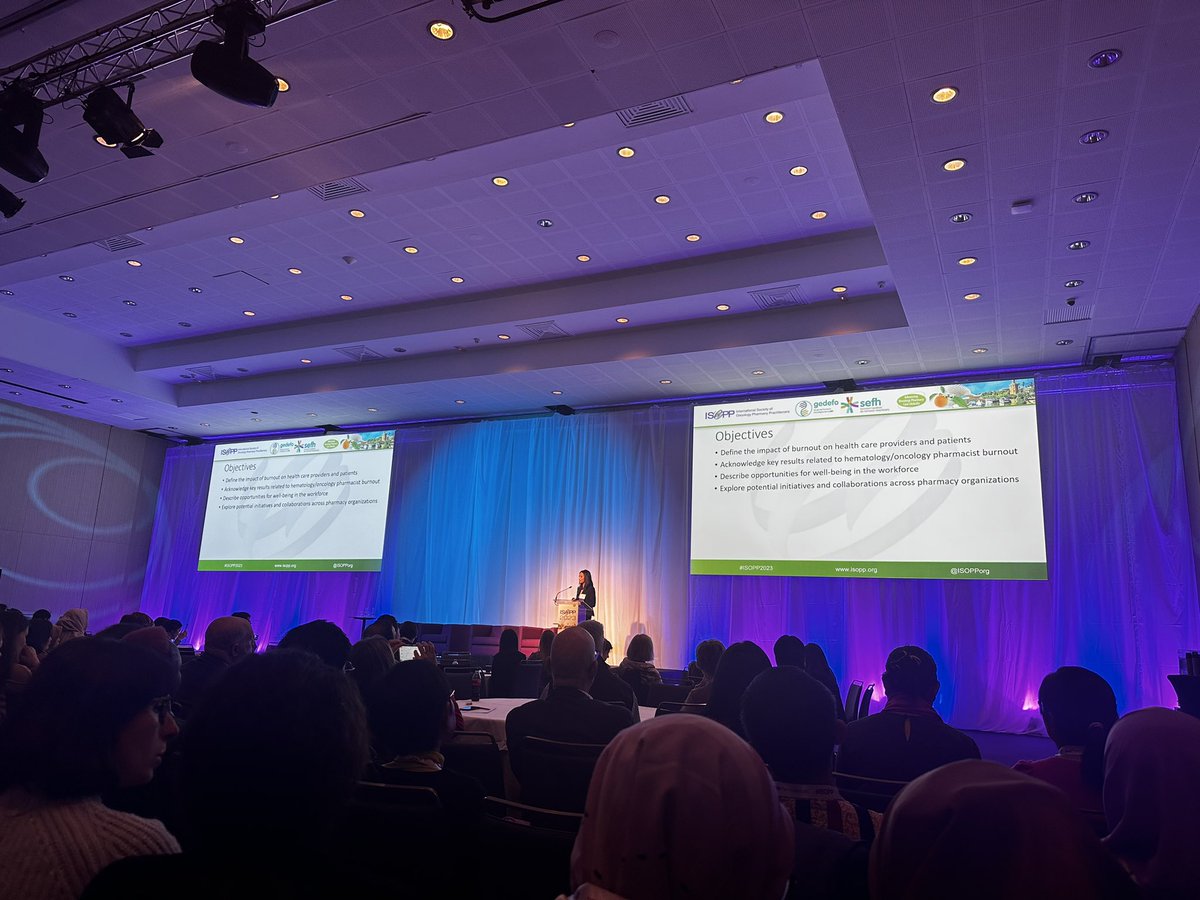 Farmacia_HUPA's tweet photo. Arrancamos #ISOPP2023 con “burnout”; para “Definir su impacto en profesionales sanitarios y pacientes en el área de hematología/oncología”, “Describir oportunidades para el bienestar de trabajo” y “Explorar posibles iniciativas/colaboraciones entre organizaciones farmacéuticas” https://t.co/JOxjBZLcmL