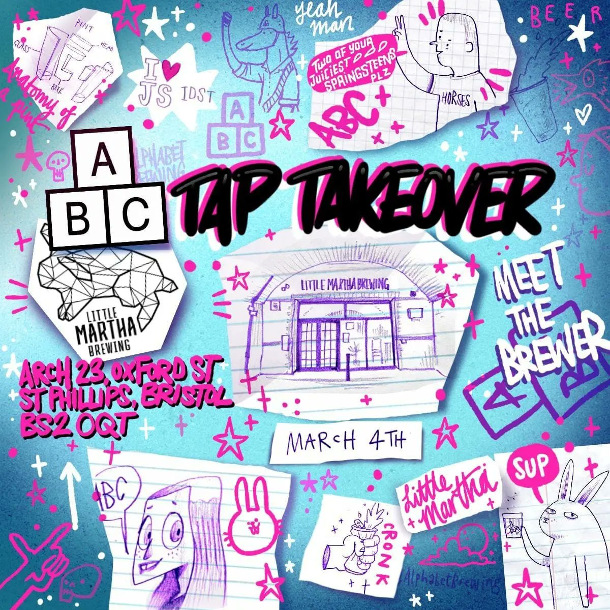 Saturday! We're launching our collab with <a href="/alphabetbrewing/">Alphabet Brewing Company</a> by hosting them for a TTO. Come down to the arch, taste the amazing beers and meet the people behind them!