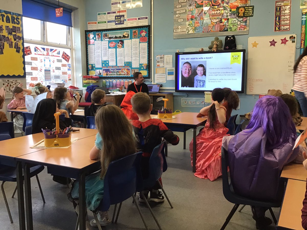 StPPPrimaryY2's tweet photo. What an exciting morning we have had to start #WorldBookDay2023! We have been so lucky to be joined by  @KarlRowlands who gave us an exclusive world reading of his new book 📚  @StPPPrimary https://t.co/3udbOAO4lx