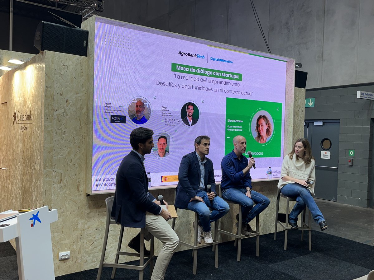 AgroBank_CABK's tweet photo. Da comienzo la mesa de diálogo con #startups: “La realidad del emprendimiento: desafíos y oportunidades en el contexto actual” con la participación de Javier Meyer, David Francés y Diego Moreno.

#AgroBankTech #WelcomeStartups #4YFN23 https://t.co/mjtWVL9Z0e