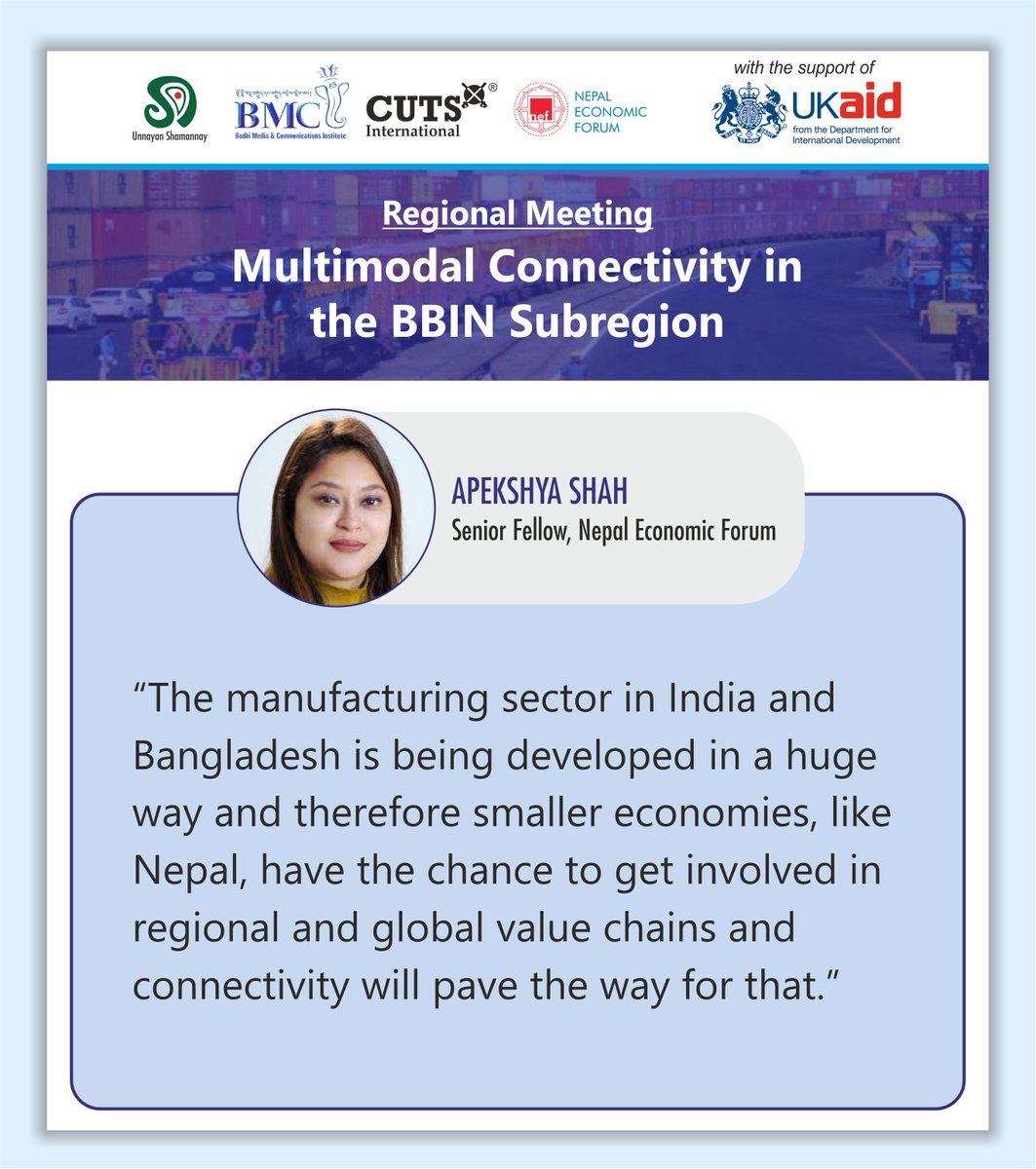 CUTS M-Connect Project (@cuts_mconnect) on Twitter photo Happening Now⬇️
#Regional #Meeting on #Multimodal #Connectivity in the #BBIN #Subregion
Join at: us06web.zoom.us/j/82291693356?…
#MConnect
<a href="/bc_cuts/">Bipul Chattopadhyay</a> <a href="/_RiyaSinha/">Riya Sinha</a> <a href="/MustafizurRh/">Mustafizur Rahman</a> <a href="/NEFNepal/">Nepal Economic Forum</a> <a href="/Bhutan_MCI/">BMCI</a> <a href="/FCDOGovUK/">Foreign, Commonwealth & Development Office</a> <a href="/Clement_Kuan/">Kuancheng Huang</a> <a href="/SecyP2DS/">Dr A Didar Singh</a> <a href="/sasecprogram/">SASEC</a> <a href="/LPAI_Official/">Land Ports Authority of India</a> <a href="/IWAI_ShipMin/">IWAI</a> Happening Now⬇️
#Regional #Meeting on #Multimodal #Connectivity in the #BBIN #Subregion
Join at: us06web.zoom.us/j/82291693356?…
#MConnect
<a href="/bc_cuts/">Bipul Chattopadhyay</a> <a href="/_RiyaSinha/">Riya Sinha</a> <a href="/MustafizurRh/">Mustafizur Rahman</a> <a href="/NEFNepal/">Nepal Economic Forum</a> <a href="/Bhutan_MCI/">BMCI</a> <a href="/FCDOGovUK/">Foreign, Commonwealth & Development Office</a> <a href="/Clement_Kuan/">Kuancheng Huang</a> <a href="/SecyP2DS/">Dr A Didar Singh</a> <a href="/sasecprogram/">SASEC</a> <a href="/LPAI_Official/">Land Ports Authority of India</a> <a href="/IWAI_ShipMin/">IWAI</a>