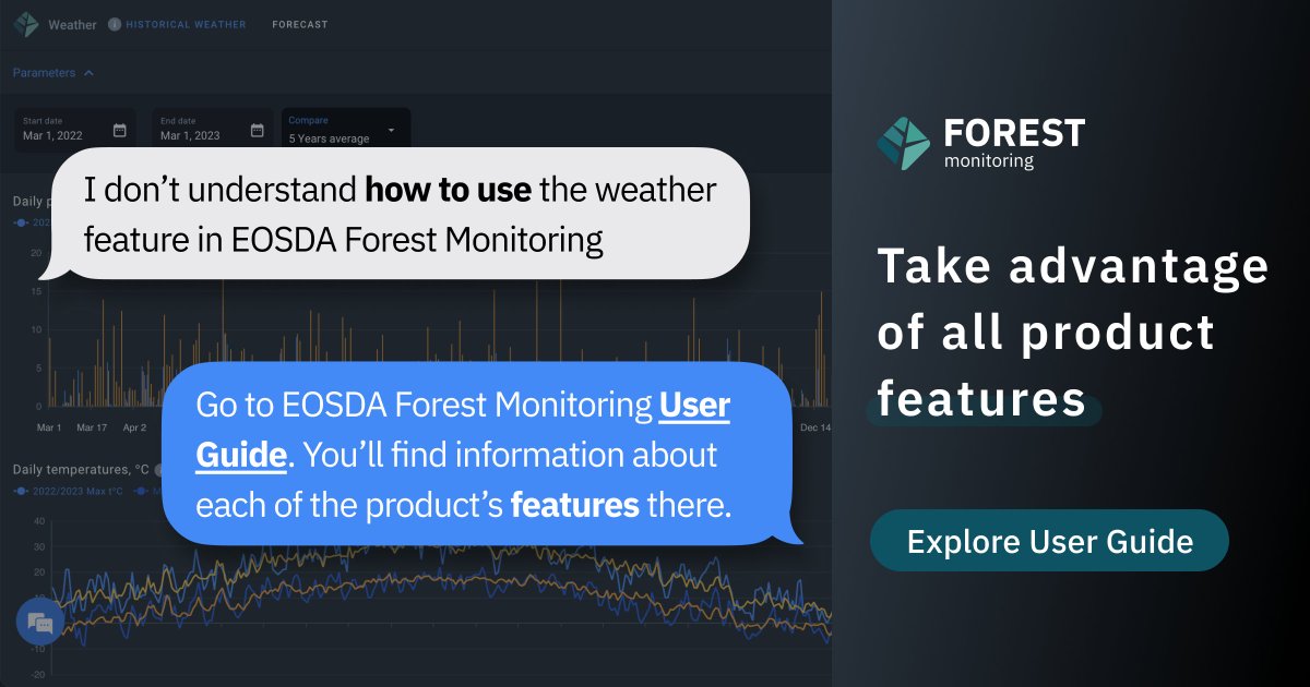 EOSDA_Forest's tweet photo. 🛰 There are lots of cool features on EOSDA Forest Monitoring, but knowing how they work can be confusing. Which is why we’ve prepared an easy-to-use user guide for all your forestry questions. Make your transition to forestry management effortless 🌲: https://t.co/C7KypcU5RH https://t.co/vKtHJWoG5j