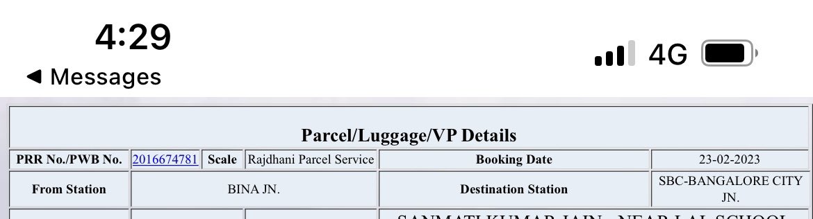 Samikshajain_'s tweet photo. Disheartened by Indian Railways Parcel Seva, My luggage was booked on 23rd feb, 2023, the luggage was to be sent from Bina Jn (MP) to SBC Bangalore City Jn,had filed complaint on @RailMadad several times yet it is not resolved after multiple follow up @RailMinIndia @RailwaySeva https://t.co/YoqZX8Dw0N