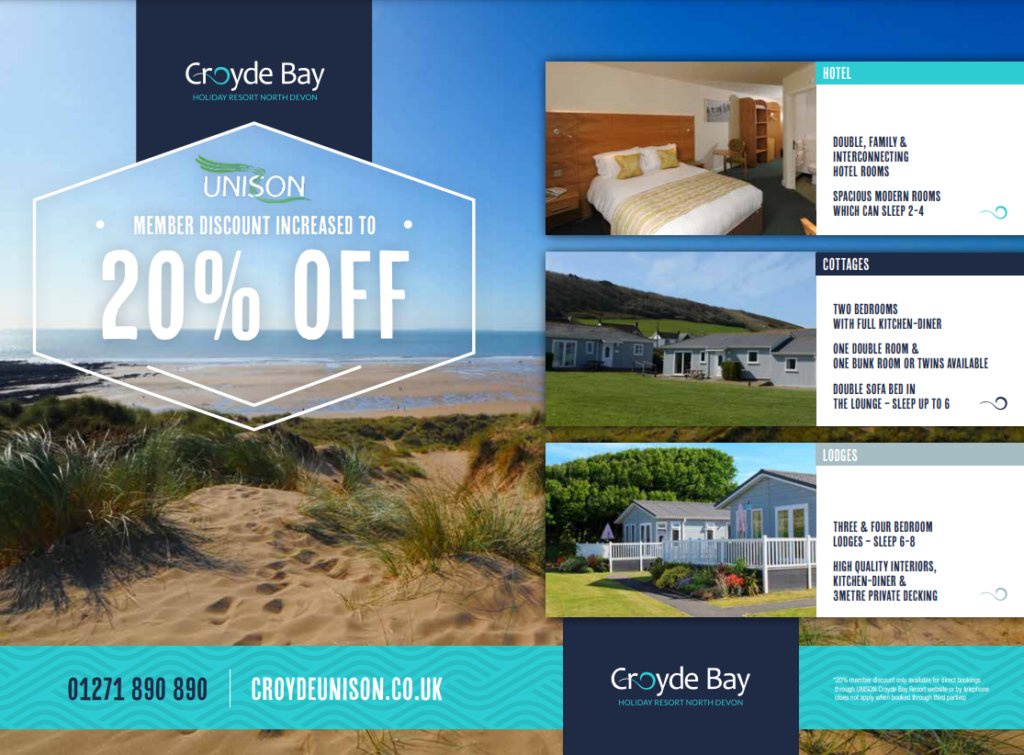 🌊Croyde Bay - SPECIAL OFFER🌊

UNISON's very own holiday resort at the breath-taking Croyde Bay is offering family rooms for just £80 per night this Easter. 

further discounts for low paid members available. More info here 👉 croydeunison.co.uk/about-us/uniso…