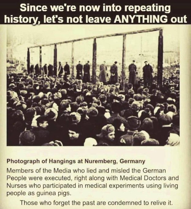 Members of the #MSM and #medicalstaff were taken to trial in Nuremberg too... Never forgive. Never forget.
#Nuremberg2 #Nuremberg2Now #NoAmnesty #CrimesAgainstHumanity #Handsoffthechildren