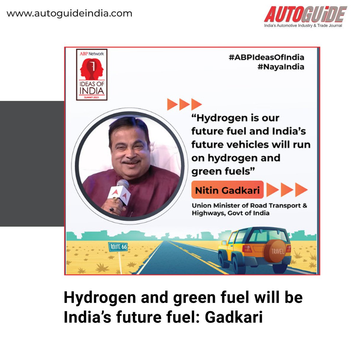 While addressing the second Ideas of India Summit organised by the ABP Network, he said,  in the coming years India will certainly shift to electric vehicles. 
Read the full article: autoguideindia.com/reports/hydrog…
#ABPNetwork #IdeasofIndiaSummit #UnionMinister #EVs #Greenhydrogen