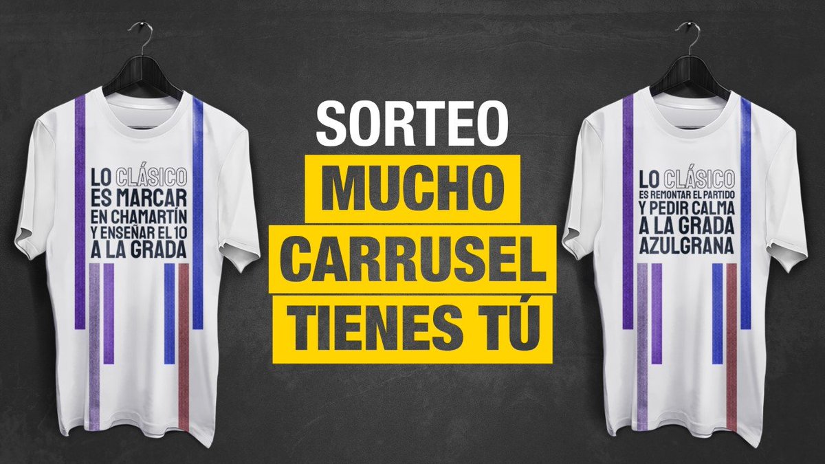 🔴 LO MÁS CLÁSICO DE #ELCLÁSICO ⚪️

💪 SORTEO #MuchoCarruselTienesTú ️

🏆  1 Camiseta oficial del Real Madrid o del FC Barcelona

🥈  50 camisetas Edición Clásico de Carrusel

⬇️ ¡Entra y participa! ⬇️

📲 a.cstmapp.com/p/952258