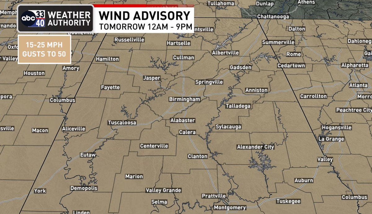 A round of strong/severe storms expected tomorrow AM. A fast moving line of storms moves in around 4am and exits the state by lunch. This line could produce damaging strait-line winds and a few tornadoes. It will be windy even outside of thunderstorms. Gusts to 50mph possible.