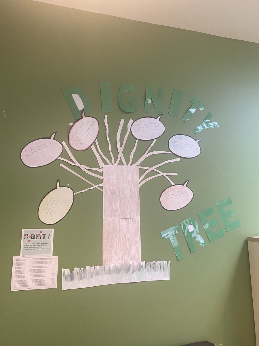 AvondaleMHC's tweet photo. We celebrated #dignityday here at Avondale MHC back in February. Some of our residents spent time thinking about what #dignity means to them and along with our Activity Coordinator have put together a Dignity Tree #mentalhealth #MentalHealthMatters #knowsley https://t.co/4PyoyPBrlp