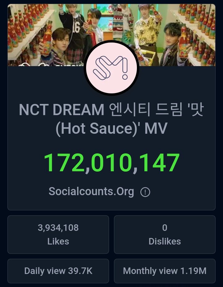 ‘Hot Sauce’ MV has now surpassed 172M views on YouTube!🎉🎉🎉

🔗 youtu.be/PkKnp4SdE-w

#NCTDREAM #맛_HotSauce