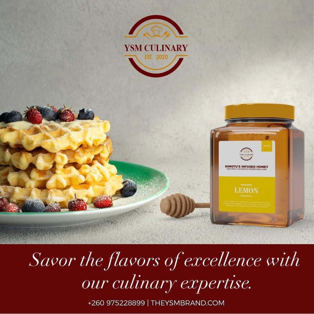 Introducing our latest culinary sensation - lemon infused honey! Elevate your dishes with a burst of sweet and citrusy flavour. Order now and taste the difference.

+260 975228899 | theysmbrand.com/shop