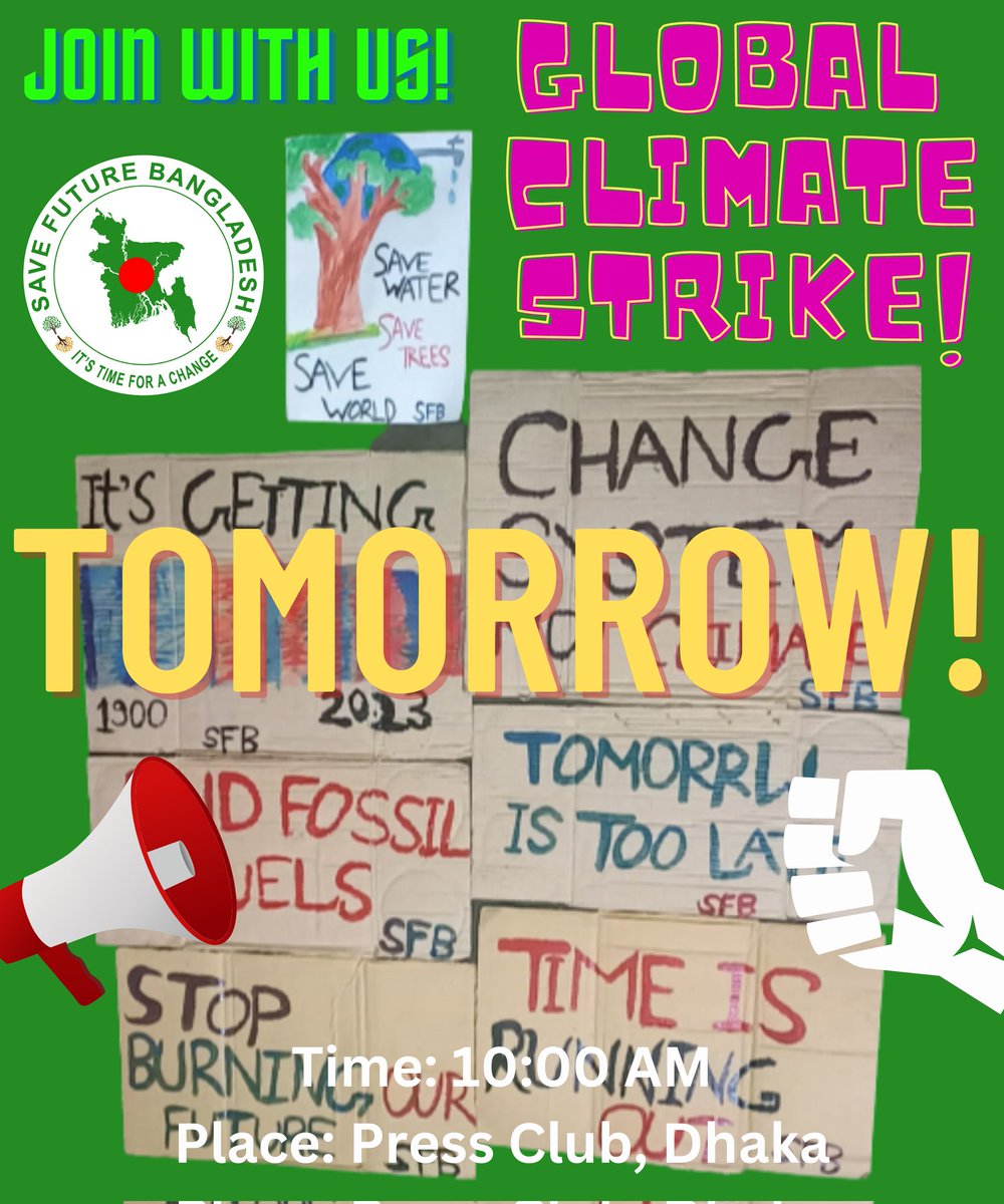 #GlobalClimateStrike2023 is going to take place tomorrow. #ClimateActivists,citizens & researchers around the world will once again take to the streets & strike for #climatejustice. In this year #globalclimatestrike we're demanding, #EndFossilFinance because,  #TomorrowIsTooLate!