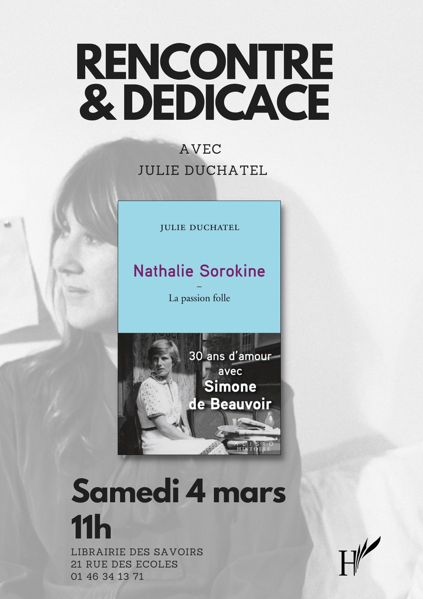 Laured's tweet photo. Samedi 4 mars à 11h on reçoit Julie Duchatel à la librairie des savoirs (@HarmattanL) pour parler de la vie de Nathalie Sorokine, une vie à 100 a l’heure marquée par Simone de Beauvoir, la guerre, la résistance et même Giacometti! https://t.co/ys9X7XBkOU