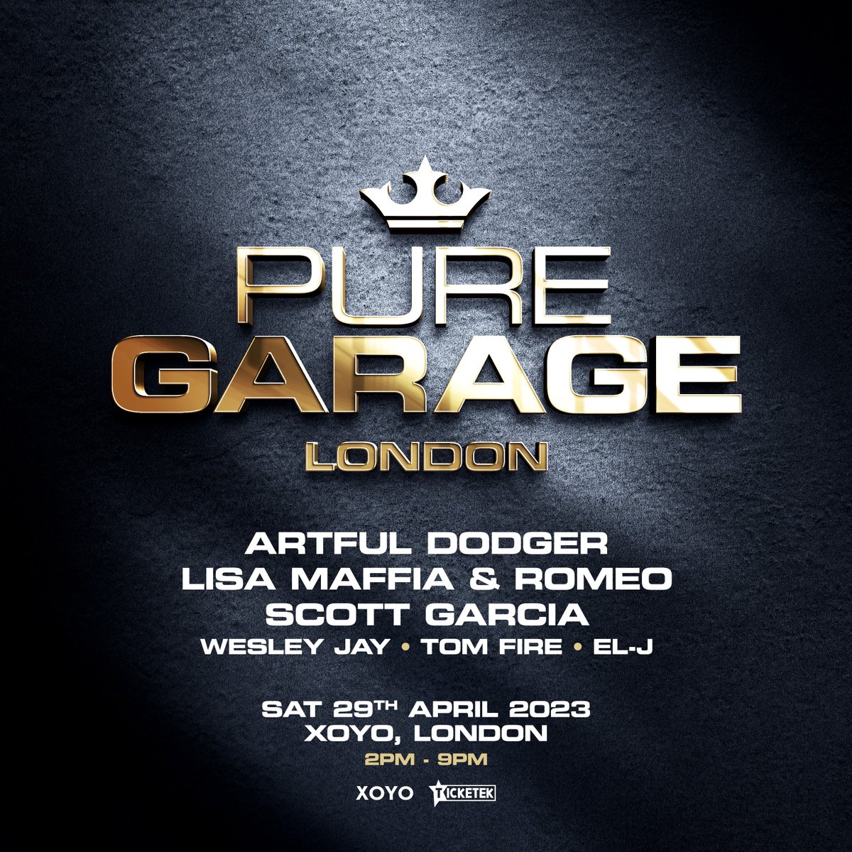 PURE Garage comes to XOYO April 29th for an unmissable day party with the biggest names in UKG around! LINE-UP ARTFUL DODGER LISA MAFFIA & ROMEO SCOTT GARCIA Wesley Jay / Tom Fire / El-J Tickets are limited - Secure Yours Now! bit.ly/3ENjGkM @puregarage