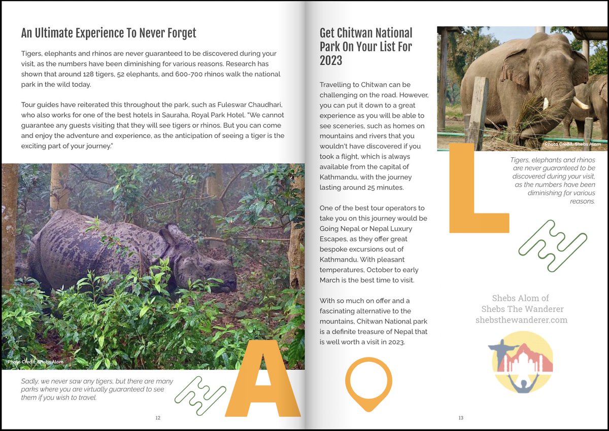 The wildlife in #Chitwan National park is one to put on your bucket list for 2023! My article is out in our latest edition for @VoyagersV. Check it out player.flipsnack.com/?hash=Njk2QzVC… #chitwannationalpark #nepal #visitnepal #prrequest #bgtw