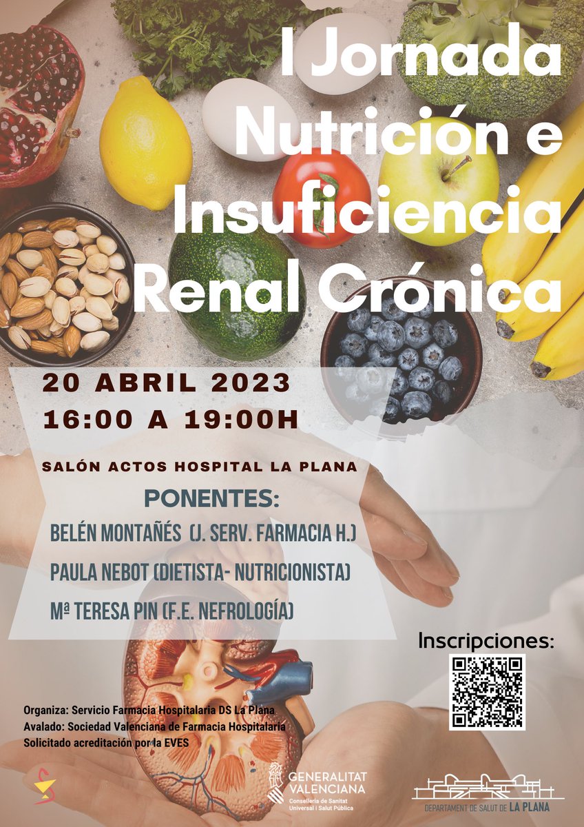 FarmaciaLaPlana's tweet photo. I Jornada Nutrición e Insuficiencia Renal Crónica @GVAlaplana https://t.co/5vHHBfjgEH