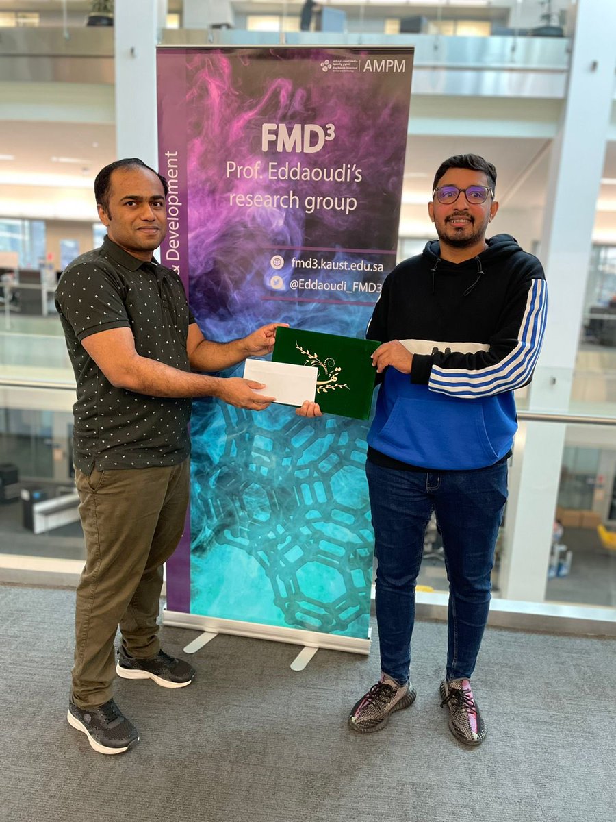Ali Alansari (@alansariali8) on Twitter photo FMD3 safety award has been given to Sharath and Vijay. Congratulations and well deserved.
<a href="/Eddaoudi_FMD3/">Prof. Eddaoudi_FMD3</a> FMD3 safety award has been given to Sharath and Vijay. Congratulations and well deserved.
<a href="/Eddaoudi_FMD3/">Prof. Eddaoudi_FMD3</a>