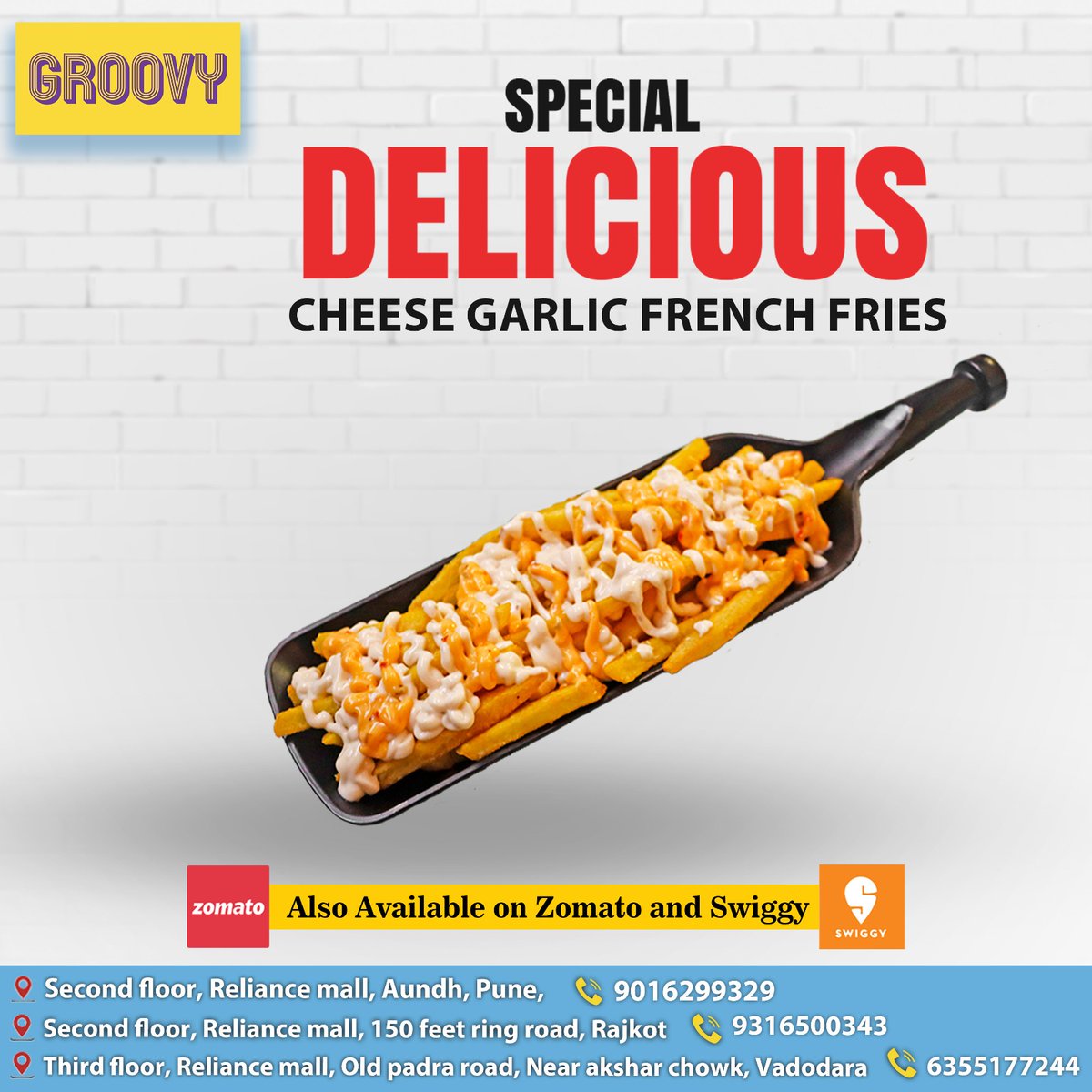 Groovy31022235's tweet photo. Taste the love of plate with French Fries from Groovy cafe😍

#groovy #frenchfries #cheesegarlicfrenchfries #fries #cheese #chillicheesefries #cheeseGarlic #chips #potatochips #foodlovers #deliciousfood #food #zomato #swiggy #foodcafe #foodrestaurant #Gujarat https://t.co/7SFEWBB6aH