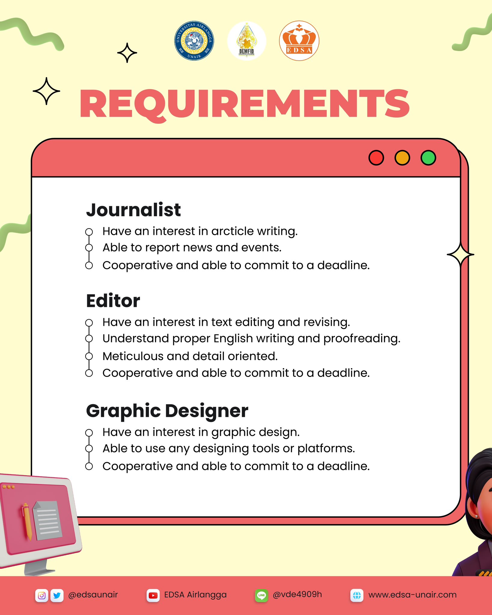 EDSA UNAIR on X: "[OPEN RECRUITMENT ECHOES #13 Editorial Team] Greetings,  EDSA! ECHOES is here to invite you to join us on our exciting adventure. If  you are an aspiring writer who