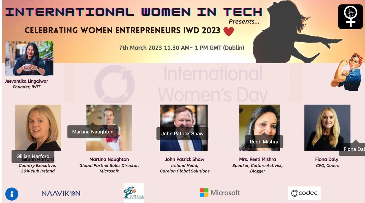 CWITirl's tweet photo. What an amazing panel line up consisting of leaders from @Codecademy , @30percentclubIE , @Microsoft  &amp; @naavikon, we can't wait to hear their thoughts!

Register here - https://t.co/Cw8Udaphfg
#IWD2023  #IWIT #CWIT #WomenInSTEM https://t.co/UCv3A69gCd