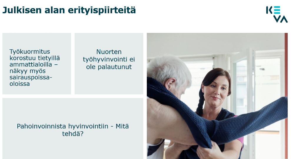 Tutkimusjohtaja <a href="/Laurapekkar/">Laura Pekkarinen</a> kertoo julkisen alan ammatteihin liittyvän työhyvinvoinnin erityispiirteistä. Pekkarinen muistuttaa, että haasteiden lisäksi kaikilla ammattialoilla on myös vahvoja voimavaratekijöitä. 

#HyvinvoivaTyöyhteisö #työhyvinvointi