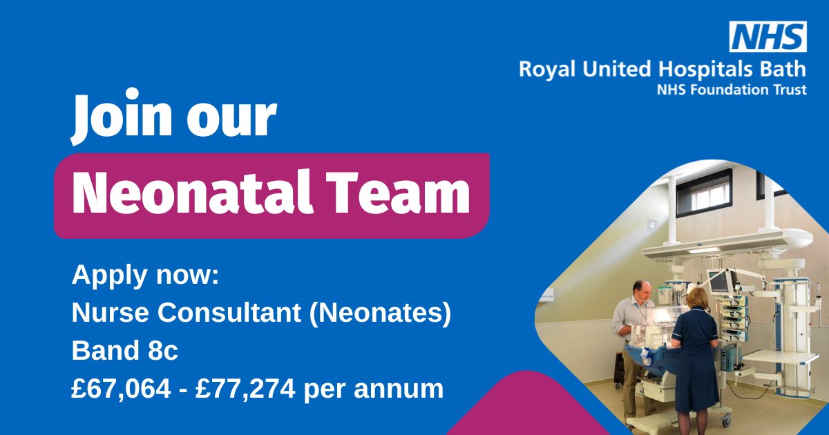 RUH_careers's tweet photo. An exciting and unique opportunity has arisen at @RUHBath to work in the Dyson Centre for Neonatal Care as a Consultant Nurse.

Find out more about the role: https://t.co/sqVpbdAesW

1 week left to apply - closing date: 9 March

@TweetToOlivia @ZitaMar12942205 https://t.co/eFKyCmX24q