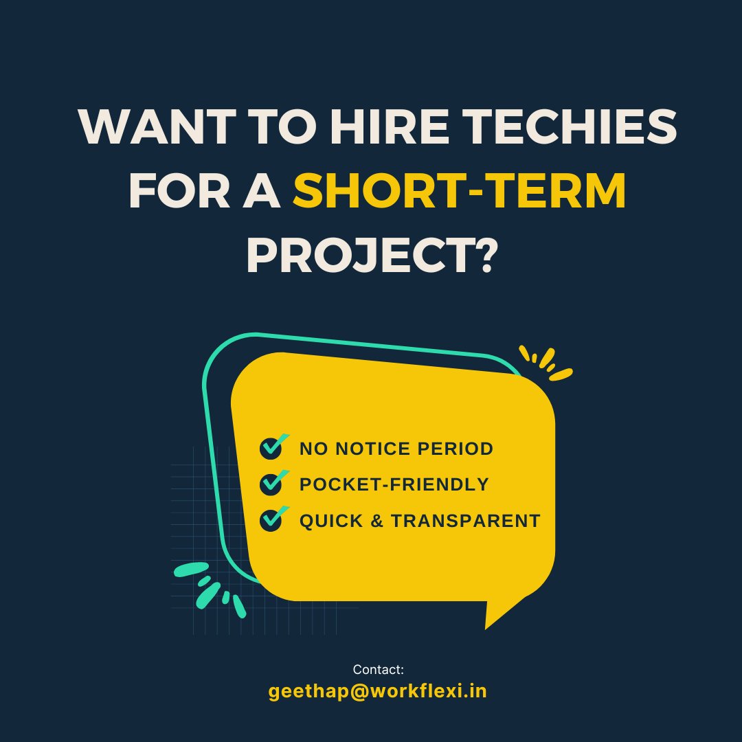 workflexitweets's tweet image. Drop in your requirement, and our talent scouts will revert with a list of great profiles.

#hire #techhire #techie #gig #jobs #requirement #freelance
