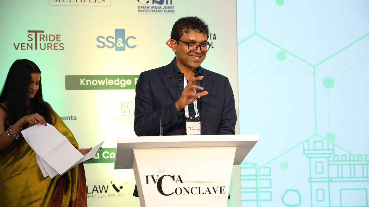 IndianVCA's tweet photo. At the #IVCAConclave, the closing address was delivered by @BKartRed, Co-founder and Managing Partner, @BlumeVentures, &amp; Chairperson, @IndianVCA.

We express our thanks to Karthik Reddy for sharing those words of wisdom and motivation with us. https://t.co/YCvl0Dh0K3